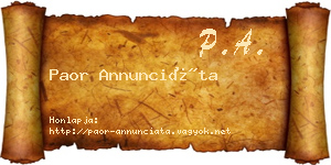 Paor Annunciáta névjegykártya